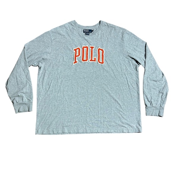 Polo Ralph Lauren‎ Long Sleeve T Shirt Embroidered Spellout Logo Men's Size XXL - Picture 1 of 7